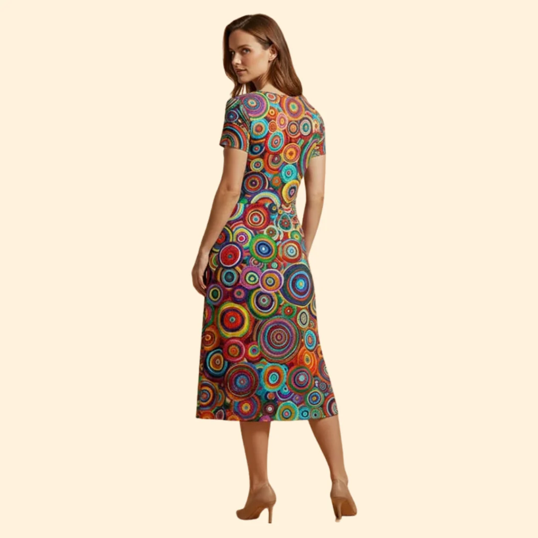 Women's Colorful Dress with Abstract Print - Image 3