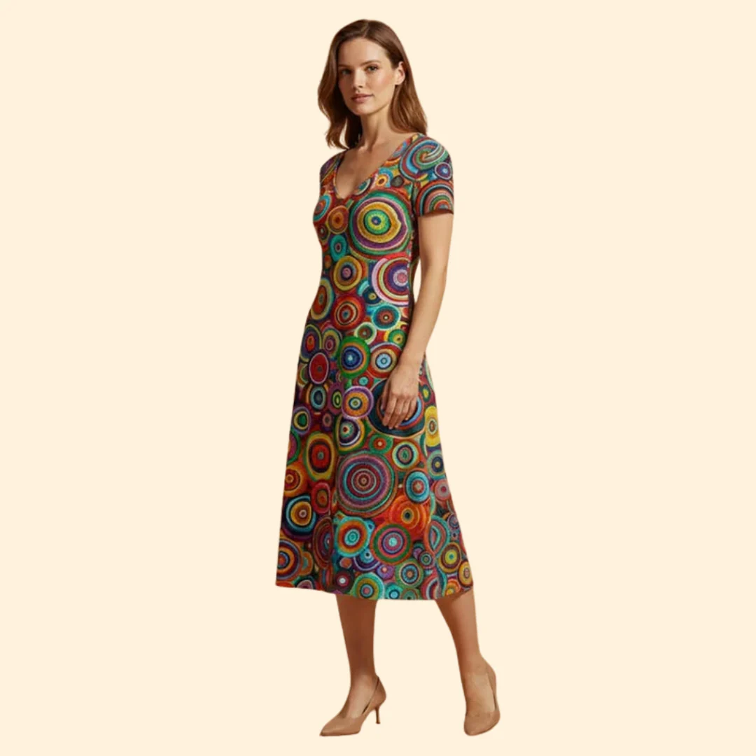 Women's Colorful Dress with Abstract Print - Image 4