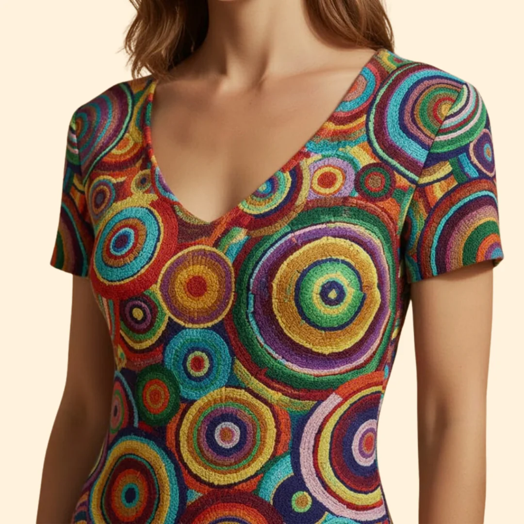 Women's Colorful Dress with Abstract Print - Image 5