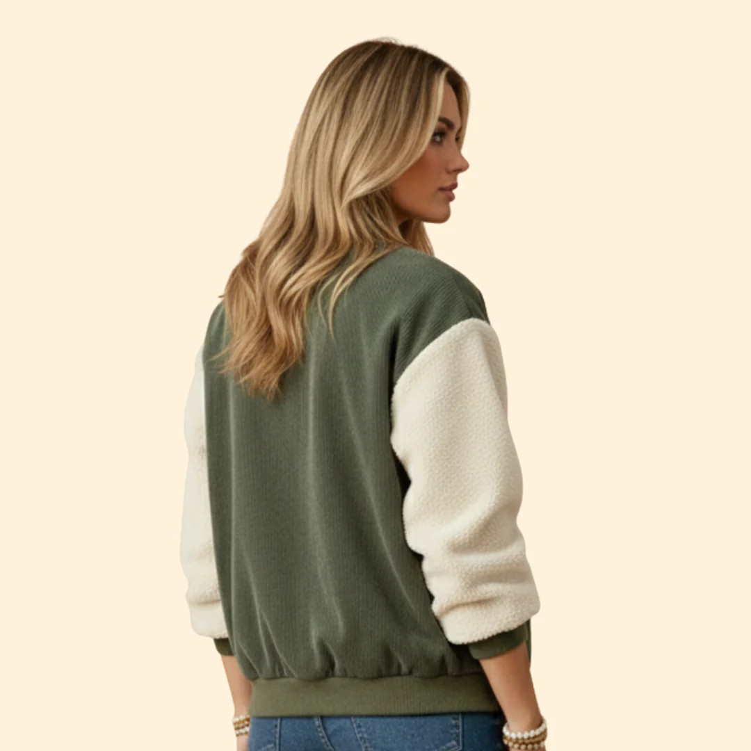 Women’s Corduroy Sherpa Bomber Jacket with Pockets - Image 5
