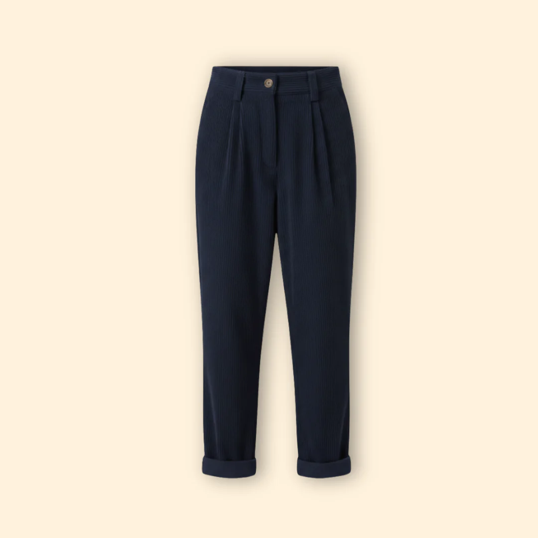 Women’s Corduroy Trousers with High Waist Design