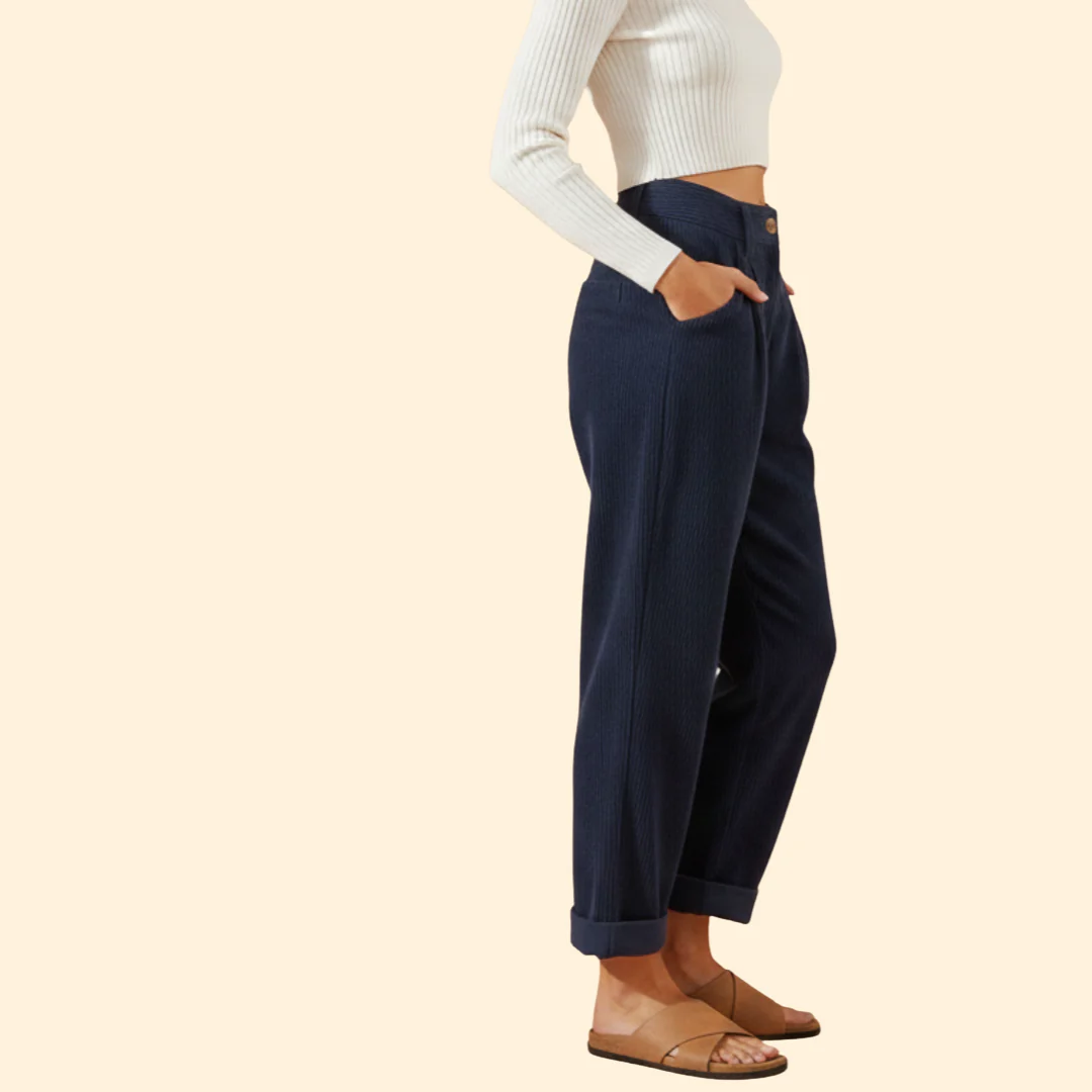 Women’s Corduroy Trousers with High Waist Design - Image 3
