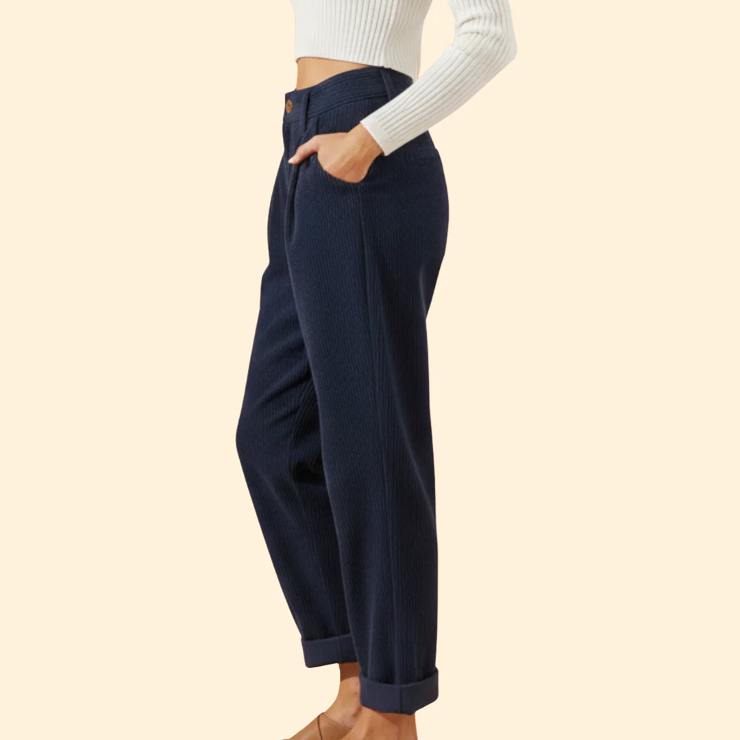 Women’s Corduroy Trousers with High Waist Design - Image 4