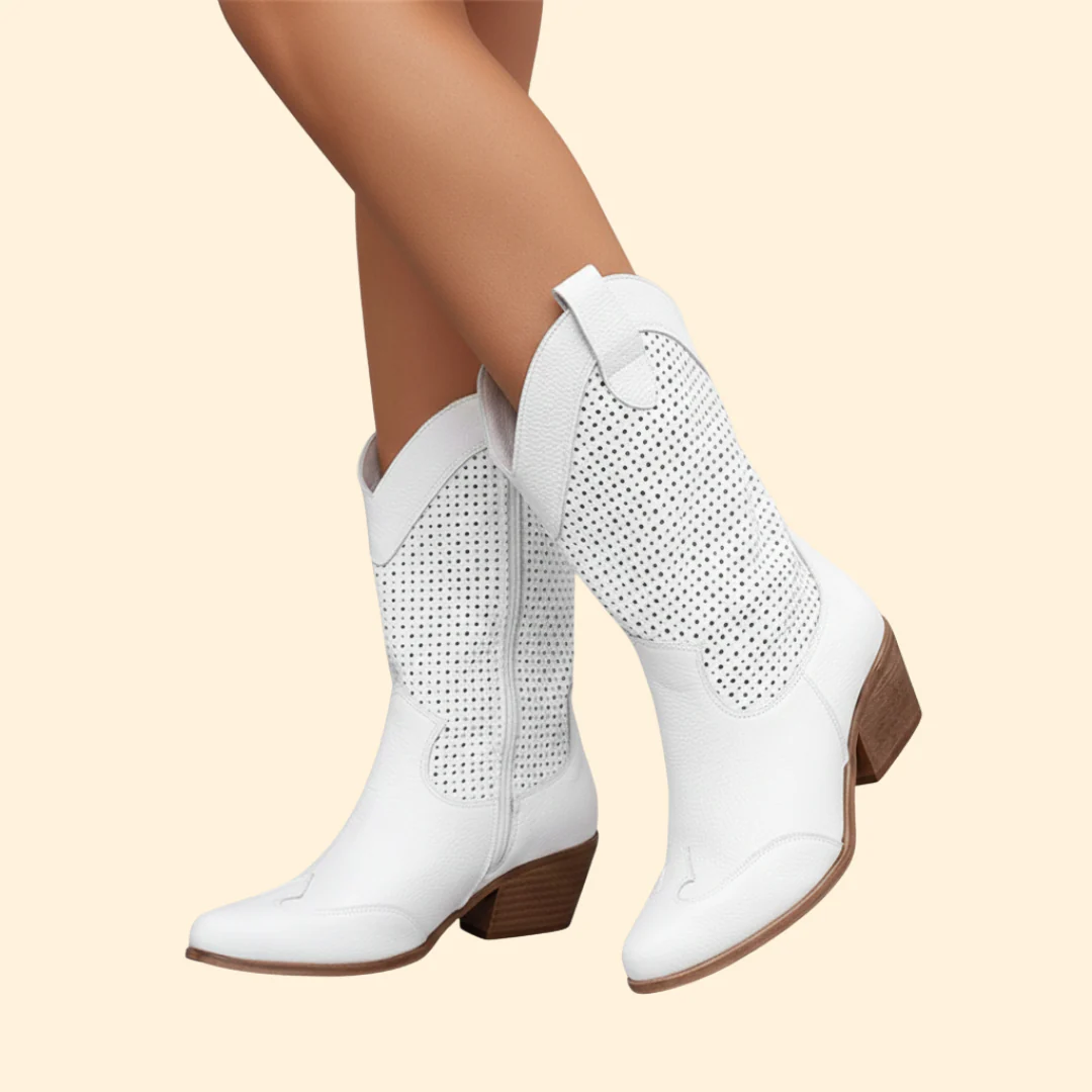 Women’s Cowboy Boots with Perforated Design - Image 5