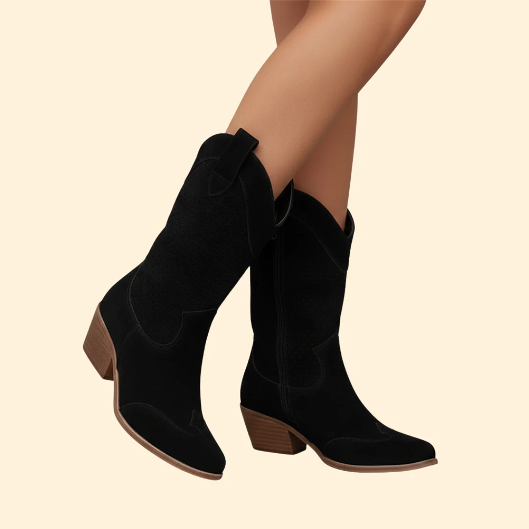 Women’s Cowboy Boots with Perforated Design - Image 6