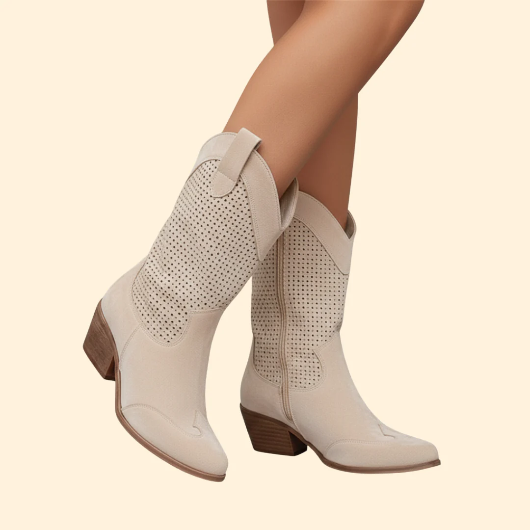 Women’s Cowboy Boots with Perforated Design - Image 7