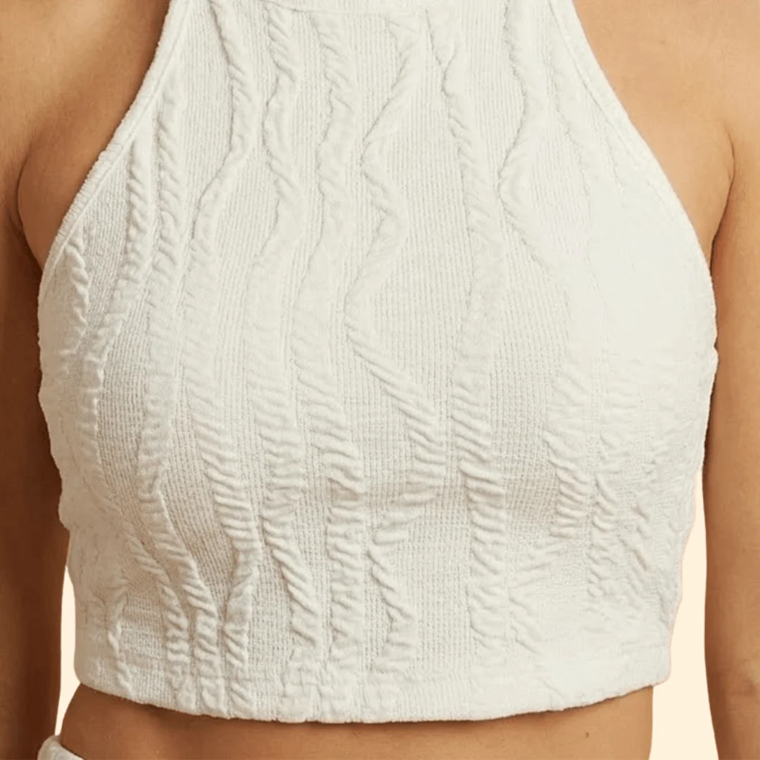 Women’s Crop Top and Skirt Set with Wave Pattern - Image 5