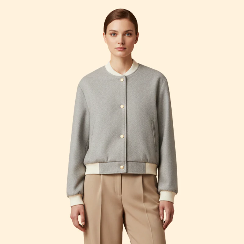 Women's Cropped Bomber Jacket - Image 8