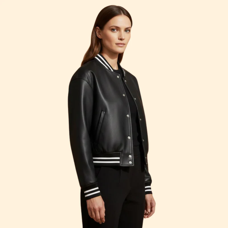 Women's Cropped Bomber Jacket - Image 3