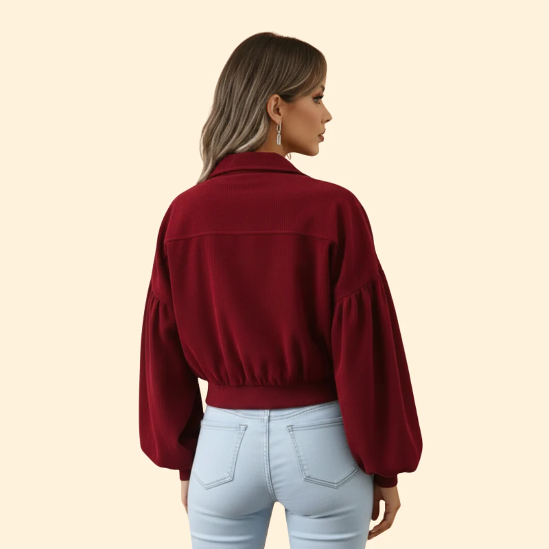 Women’s Cropped Corduroy Jacket with Snap Buttons - Image 4