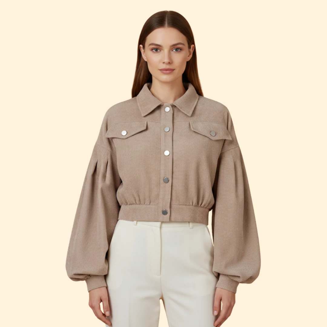Women’s Cropped Corduroy Jacket with Snap Buttons - Image 6
