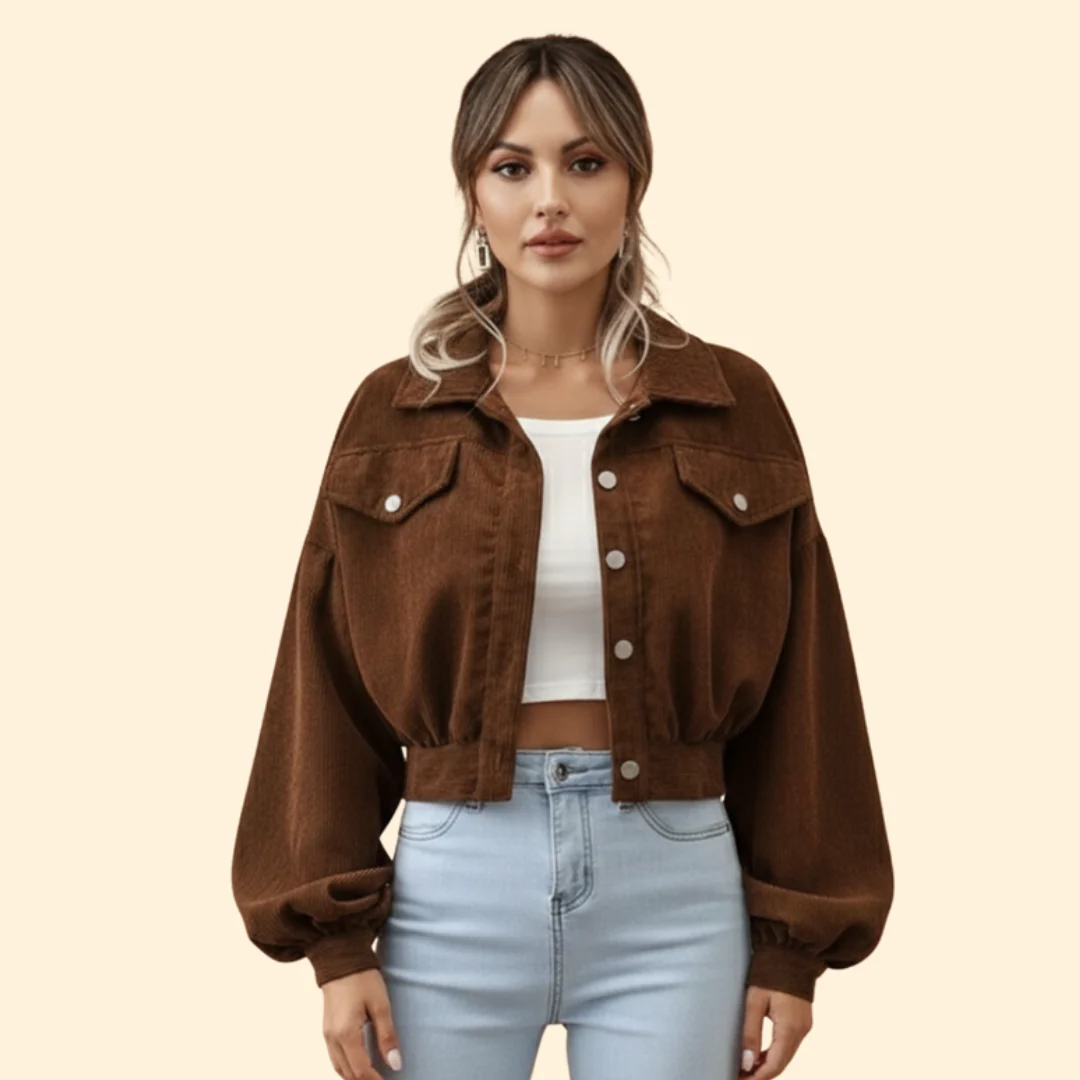 Women’s Cropped Corduroy Jacket with Snap Buttons - Image 8