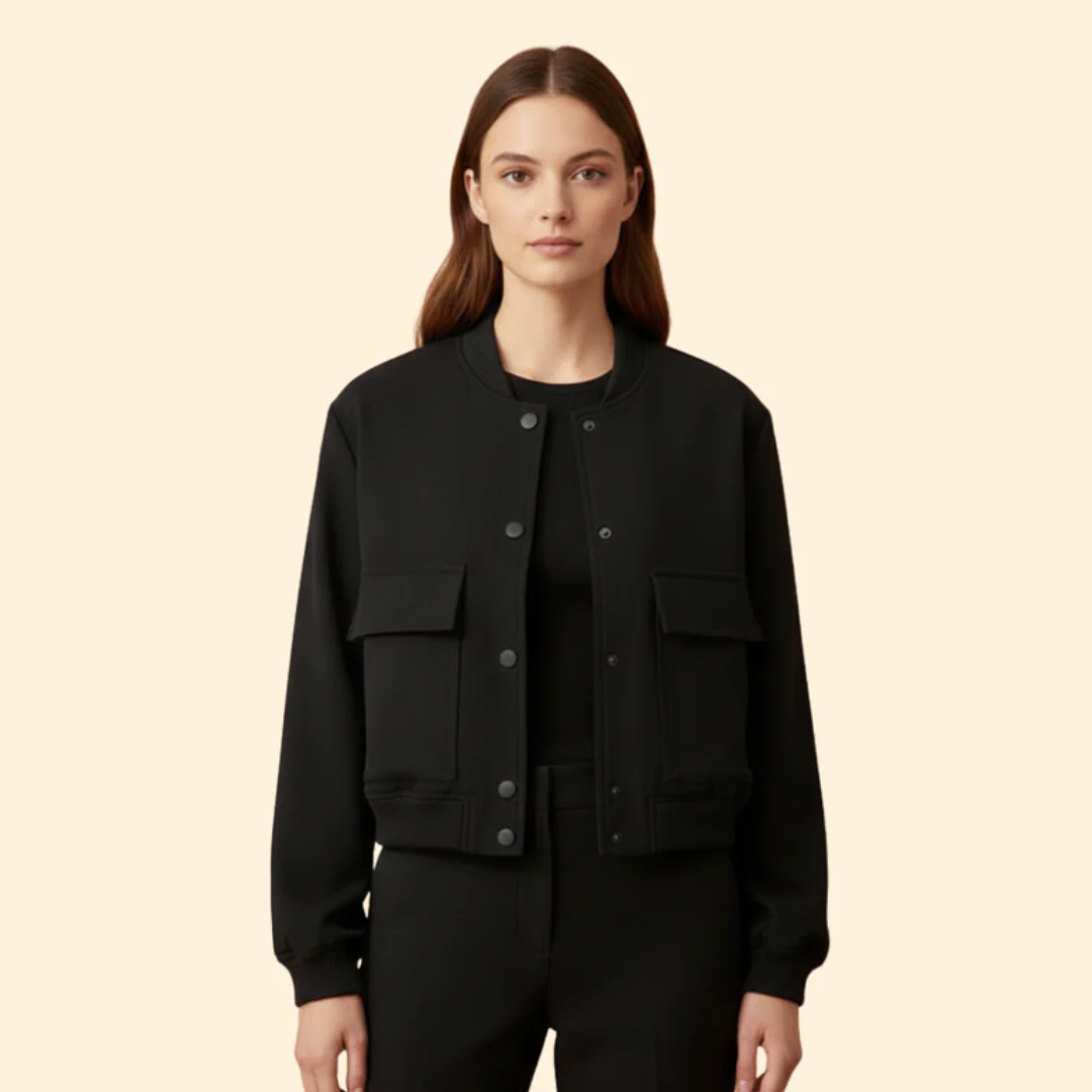 Women’s Cropped Jacket with Front Flap Pockets - Image 10