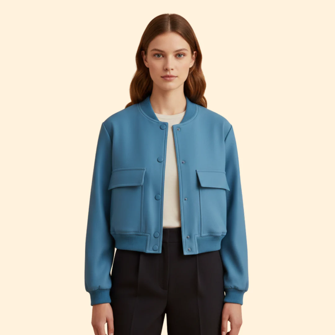 Women’s Cropped Jacket with Front Flap Pockets - Image 11