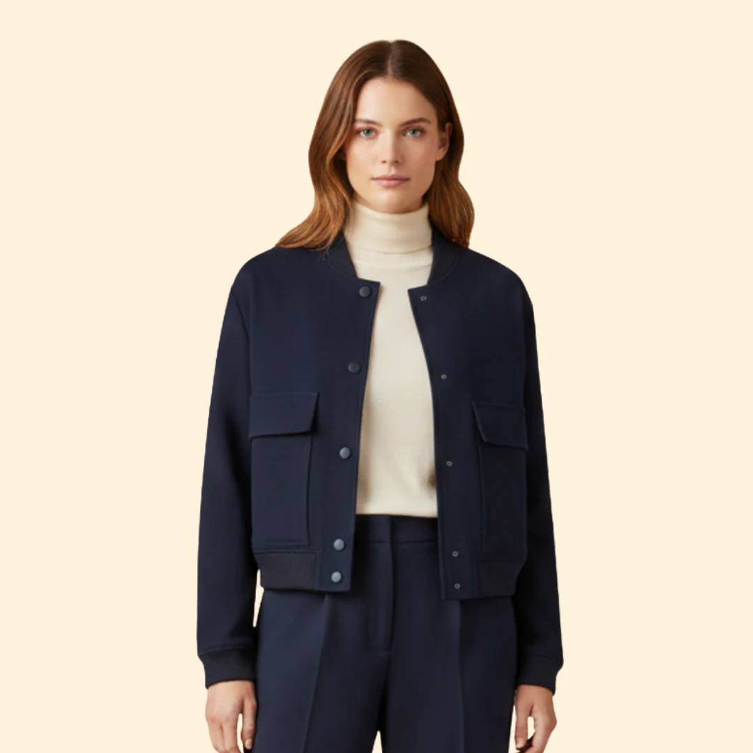 Women’s Cropped Jacket with Front Flap Pockets - Image 12