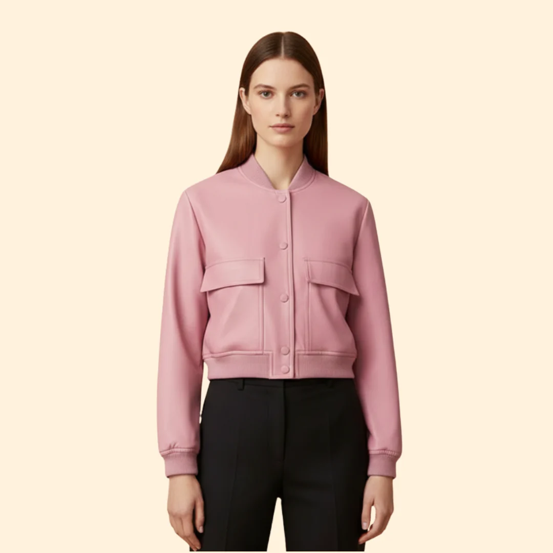 Women’s Cropped Jacket with Front Flap Pockets - Image 2