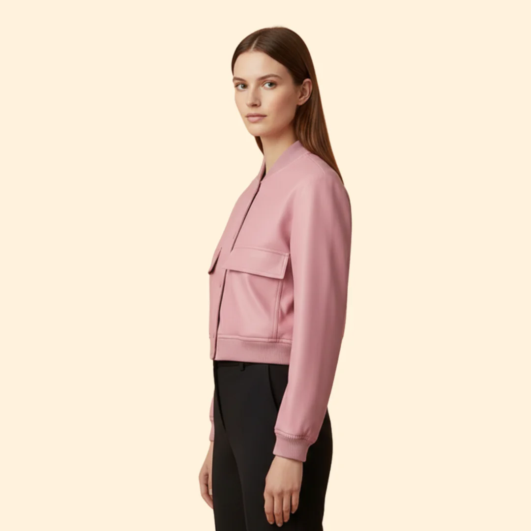 Women’s Cropped Jacket with Front Flap Pockets - Image 3