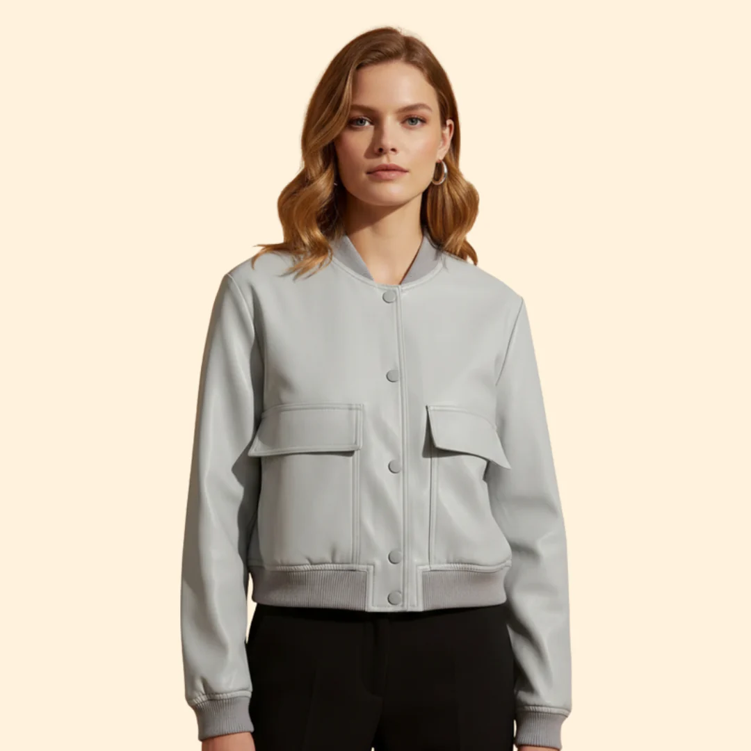 Women’s Cropped Jacket with Front Flap Pockets - Image 5