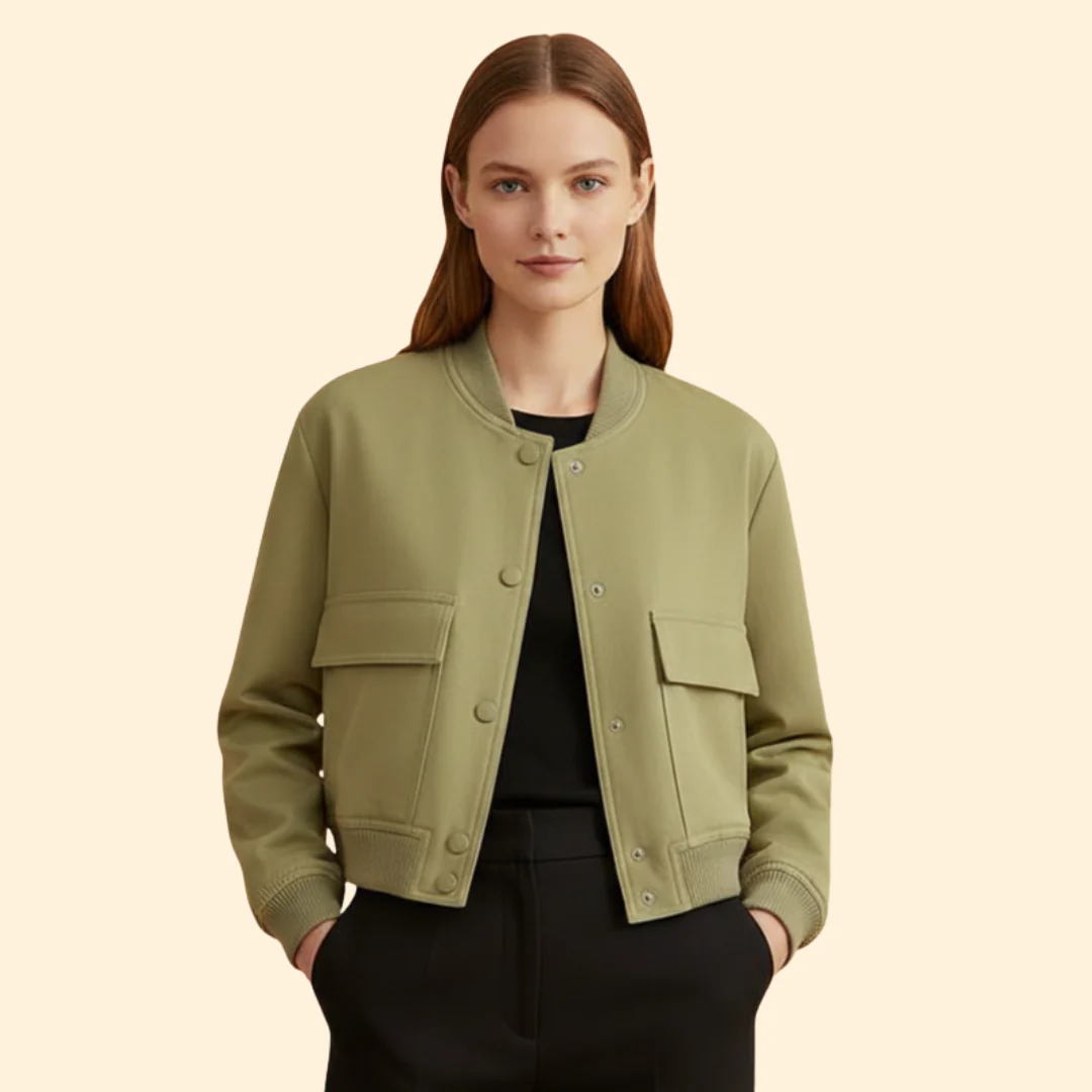 Women’s Cropped Jacket with Front Flap Pockets - Image 6