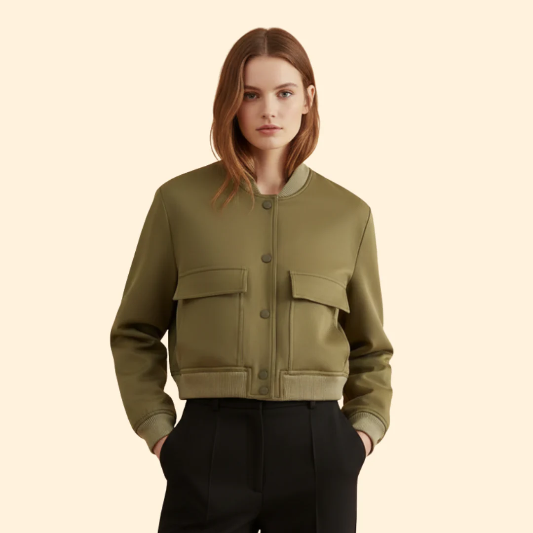Women’s Cropped Jacket with Front Flap Pockets - Image 7