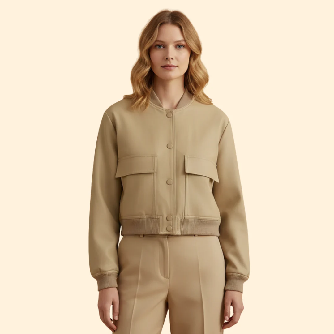 Women’s Cropped Jacket with Front Flap Pockets - Image 9