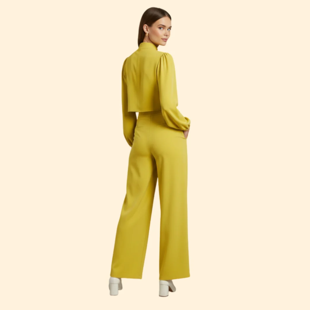 Women’s Cropped Top and Wide-Leg Pants Set - Image 5