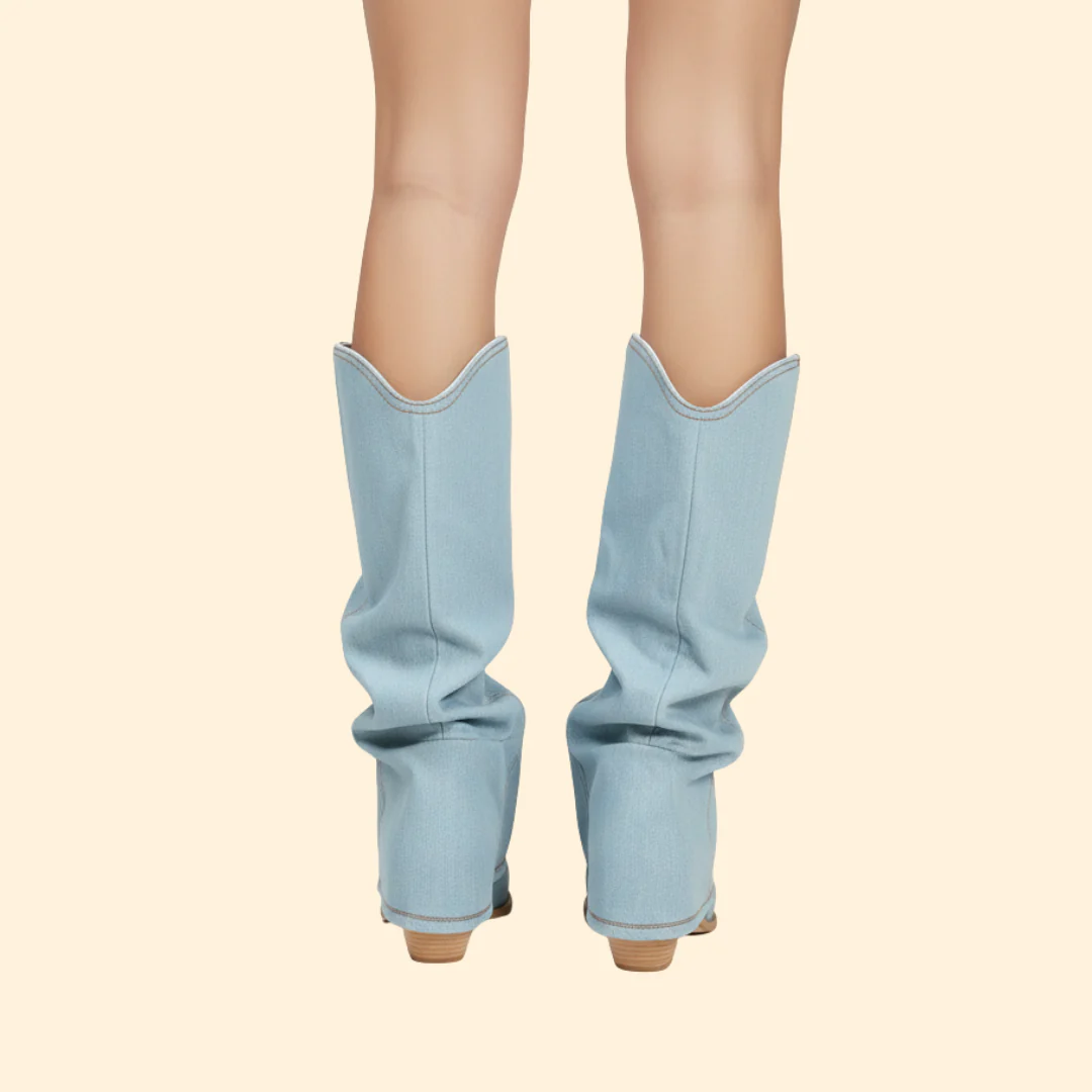 Women’s Denim Boots with Western Stitching - Image 5