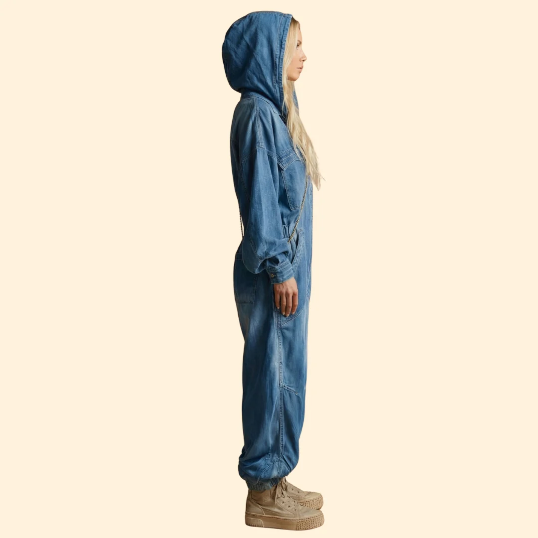 Women’s Denim Jumpsuit with Hood - Image 5