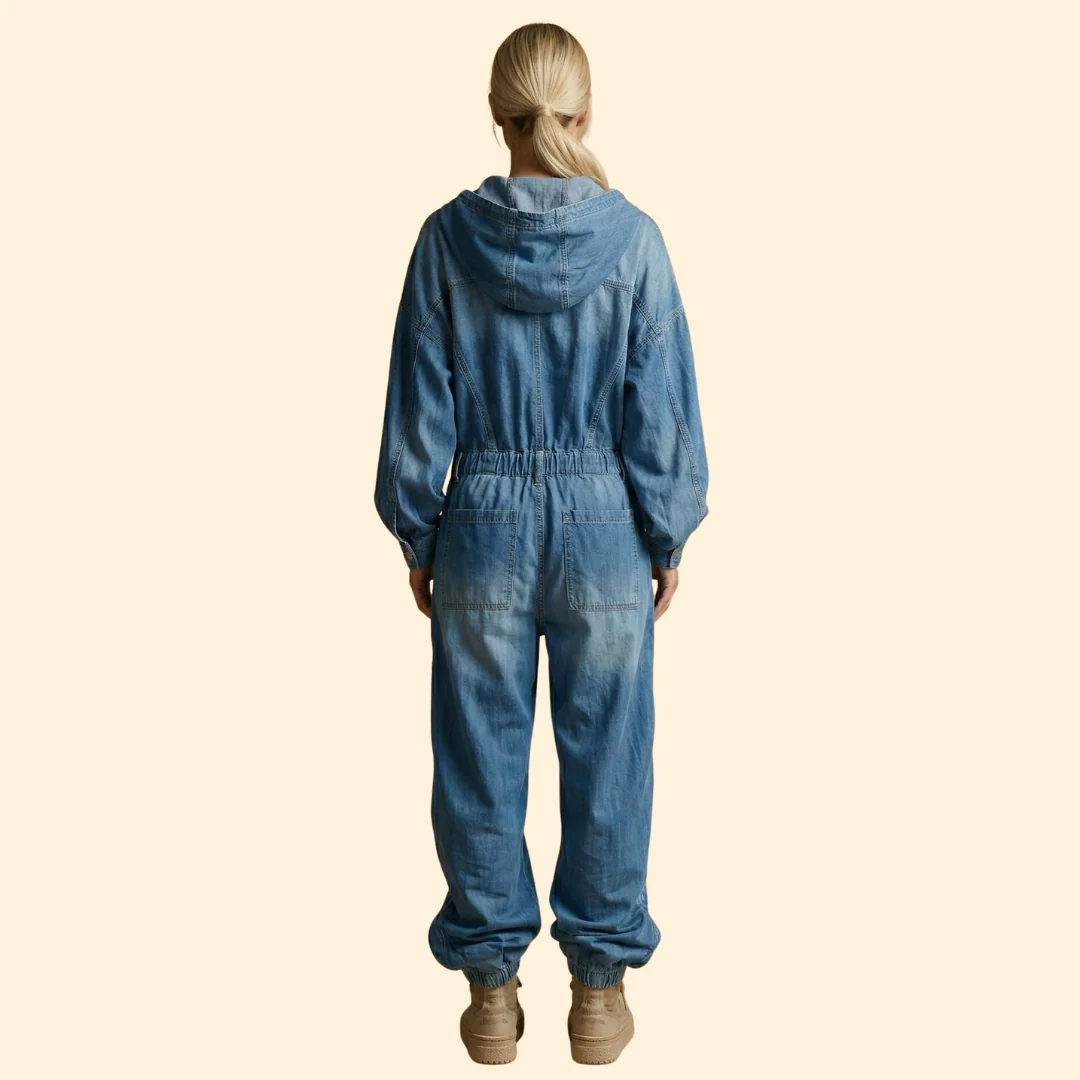 Women’s Denim Jumpsuit with Hood - Image 6