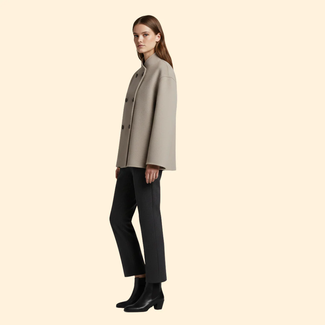 Women’s Double-Breasted Jacket with High Collar - Image 4