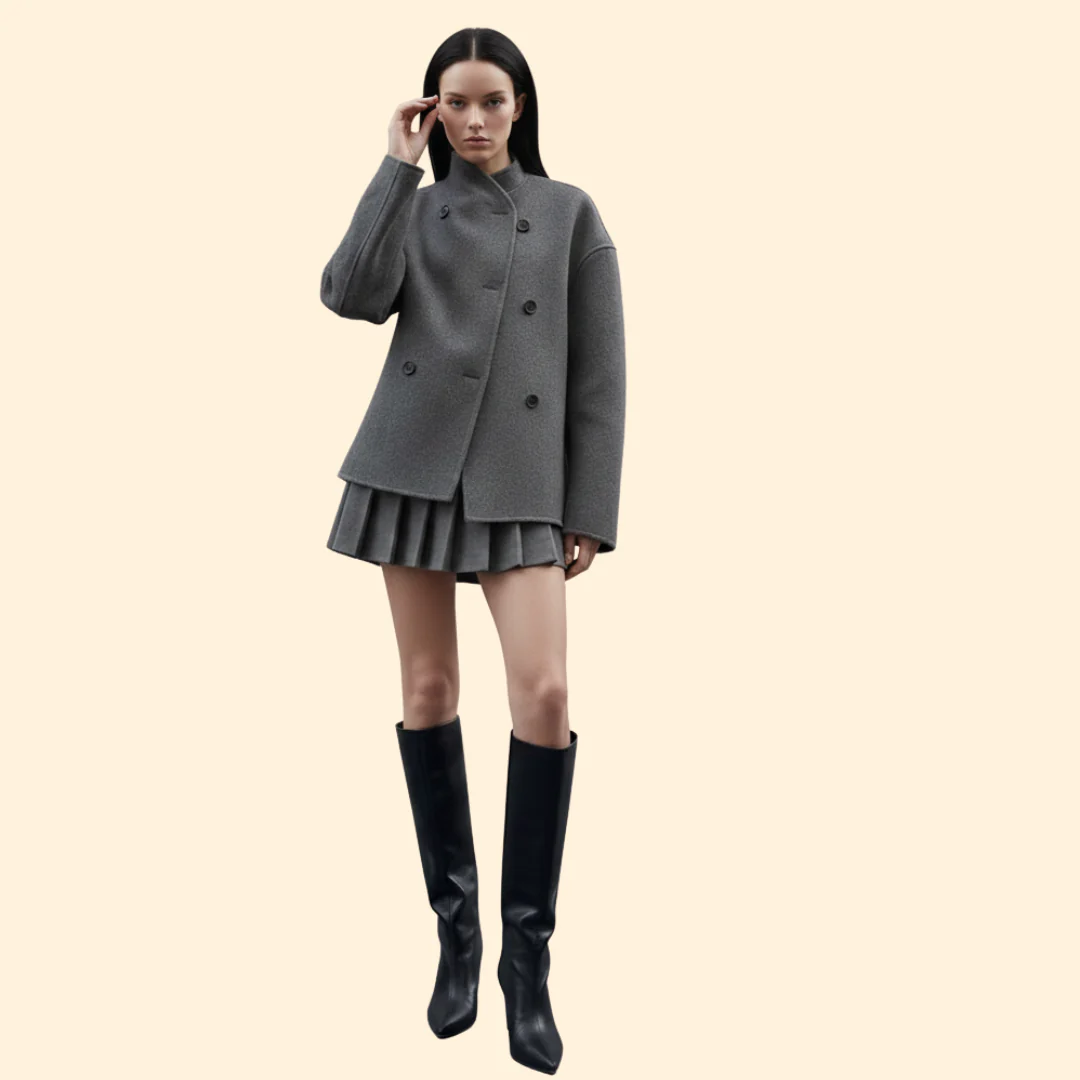Women’s Double-Breasted Jacket with High Collar - Image 5