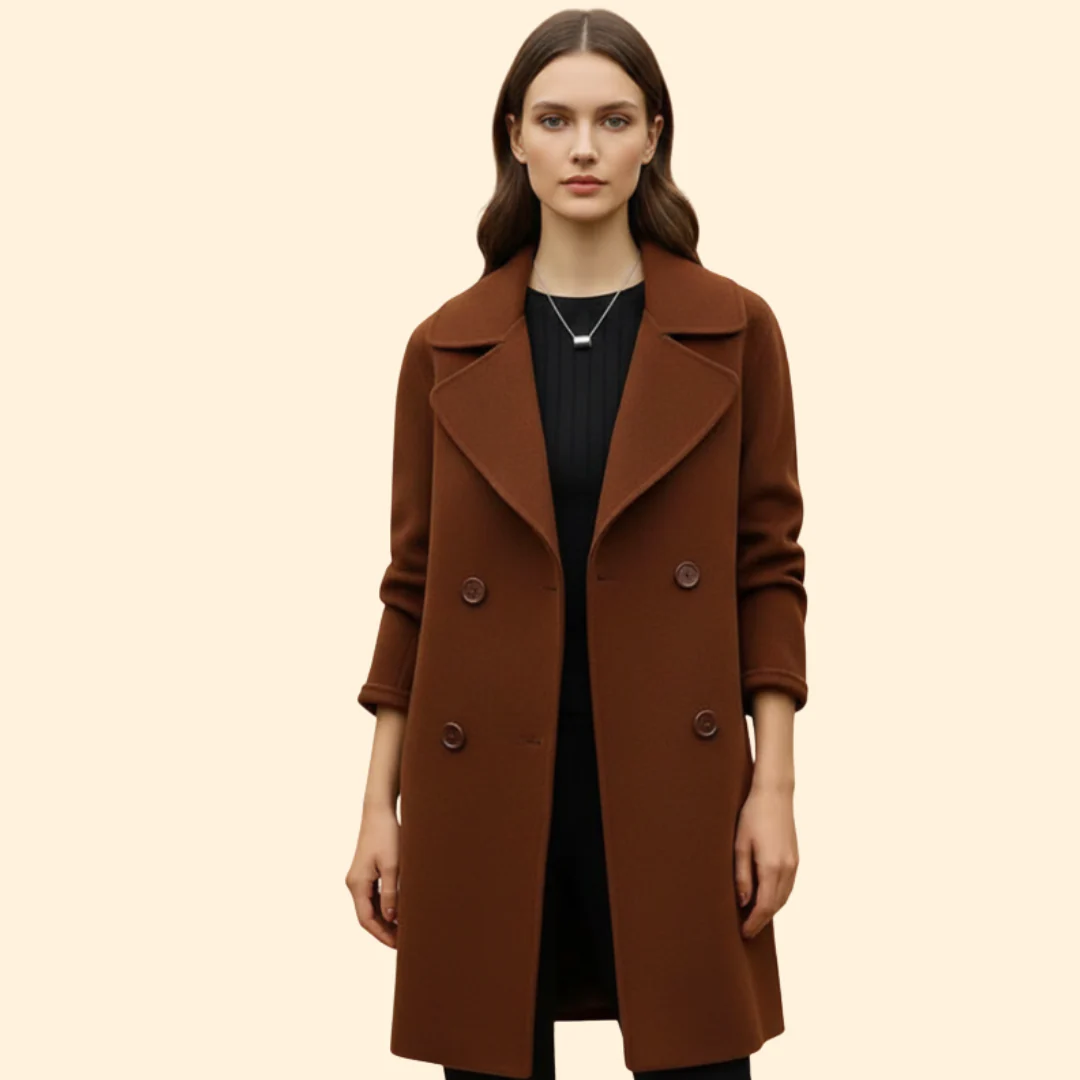 Women’s Double-Breasted Trench Coat with Notched Lapel - Image 2