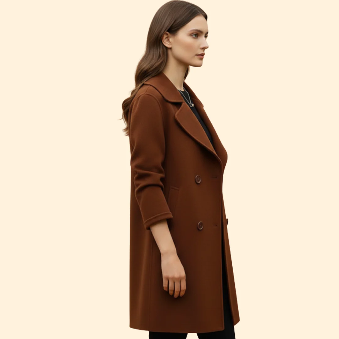 Women’s Double-Breasted Trench Coat with Notched Lapel - Image 3