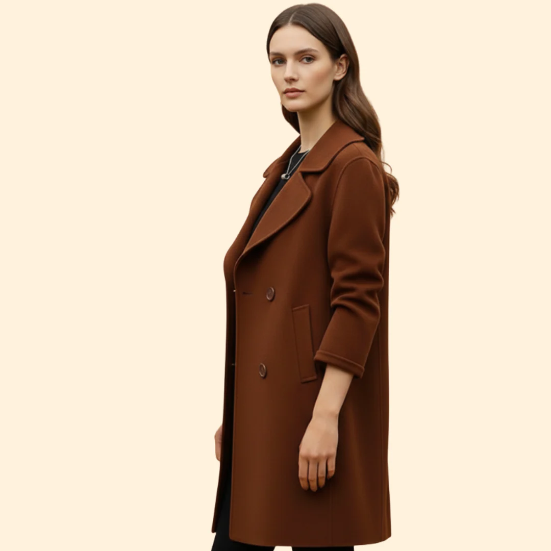 Women’s Double-Breasted Trench Coat with Notched Lapel - Image 5