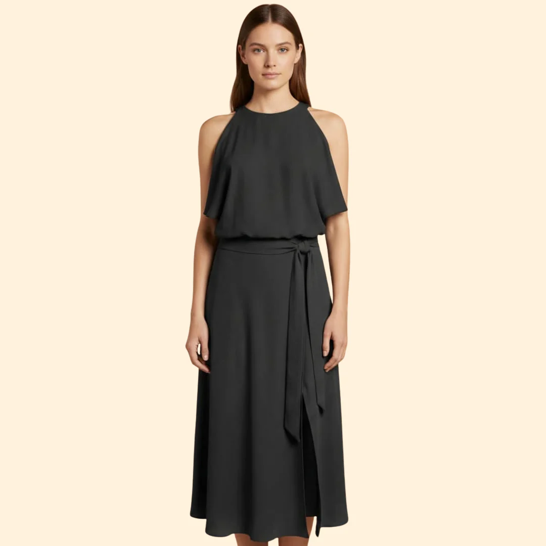 Women’s Draped Dress with Slit - Image 2