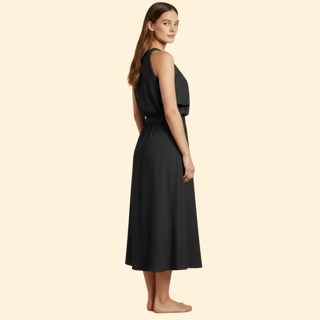 Women’s Draped Dress with Slit - Image 3