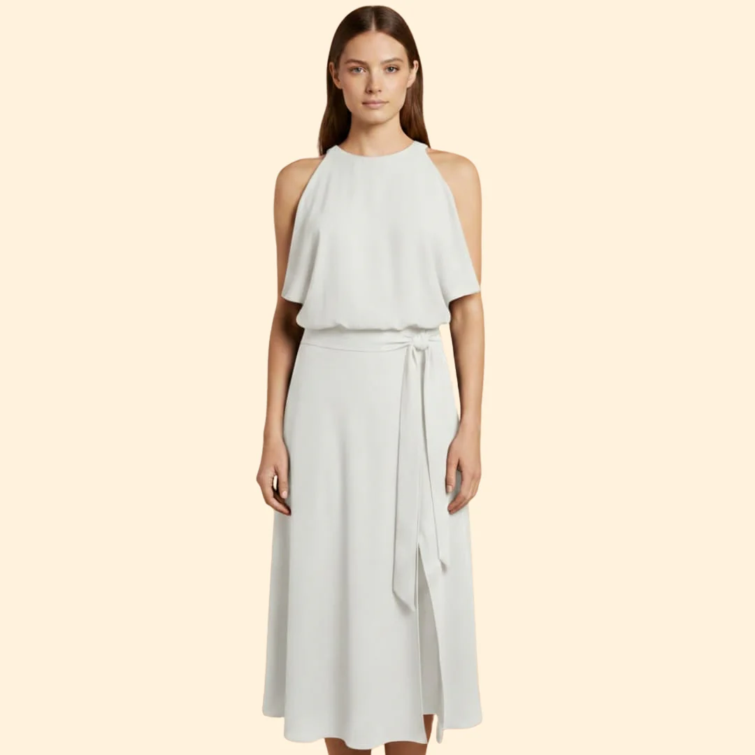 Women’s Draped Dress with Slit - Image 7