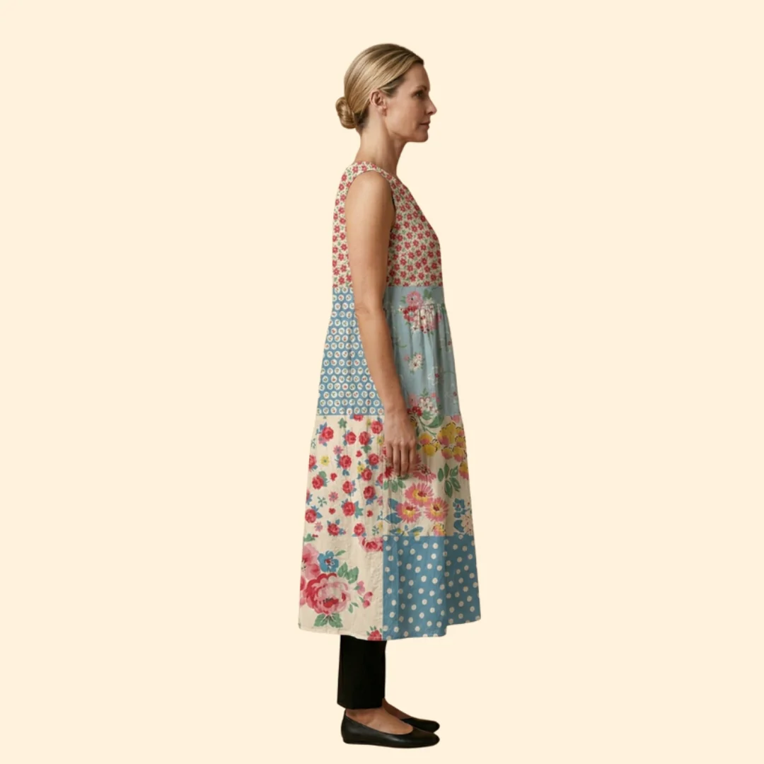 Women’s Dress with Floral Patchwork - Image 3