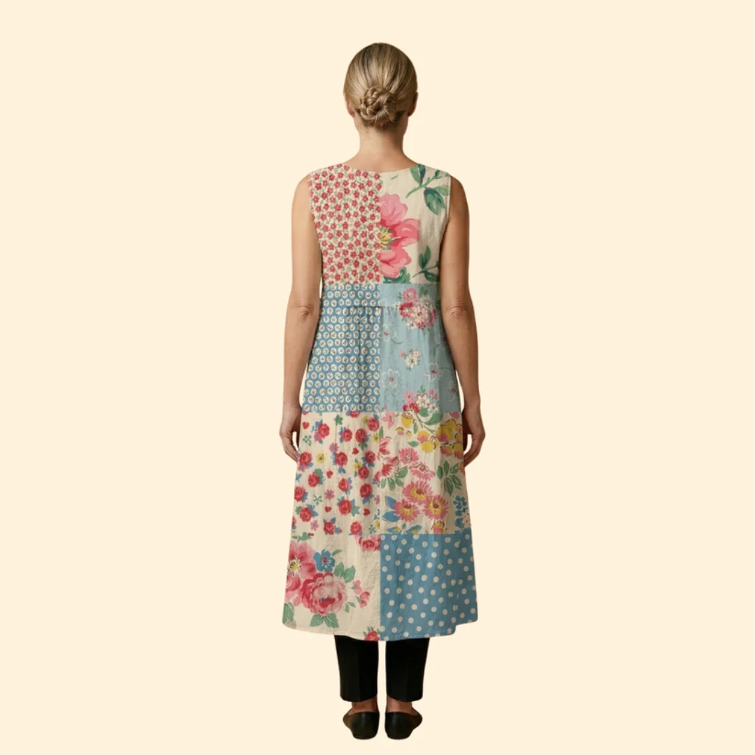 Women’s Dress with Floral Patchwork - Image 5