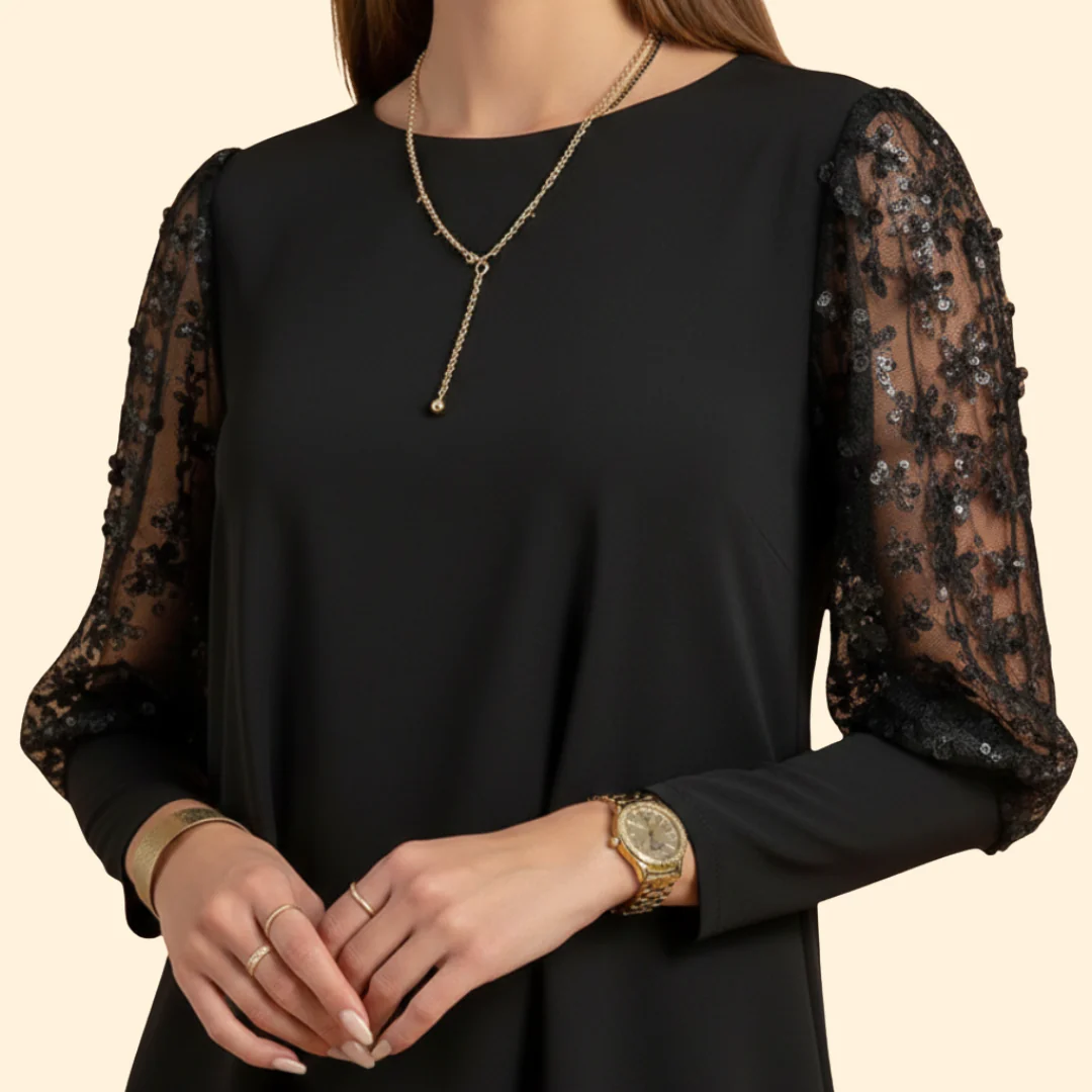 Women’s Dress with Lace Sleeves - Image 5