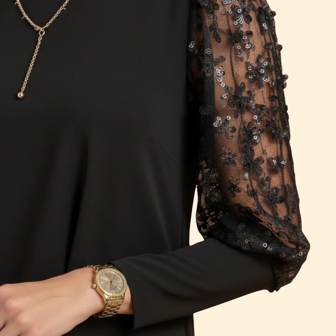 Women’s Dress with Lace Sleeves - Image 6