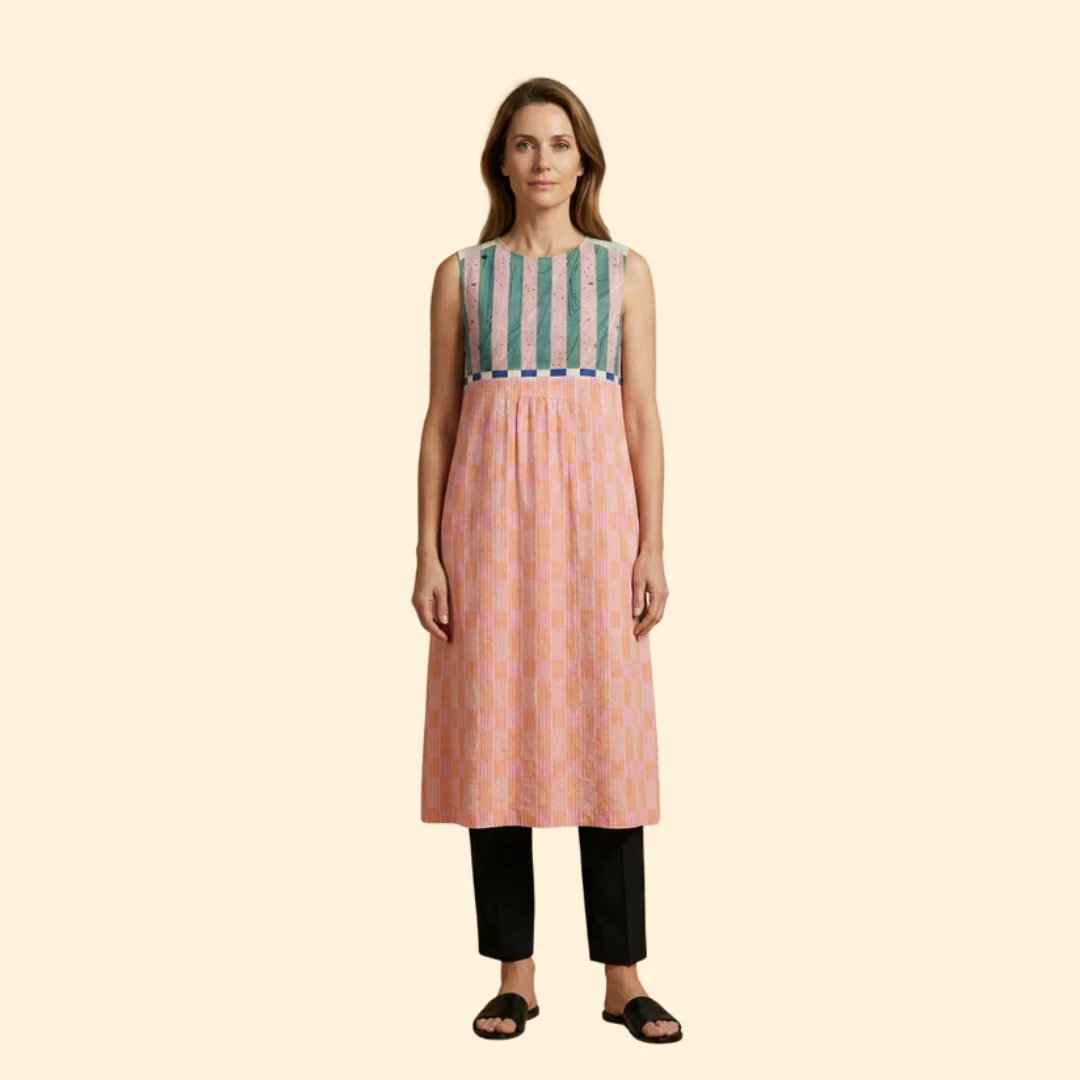 Women’s Dress with Vertical Striped - Image 2