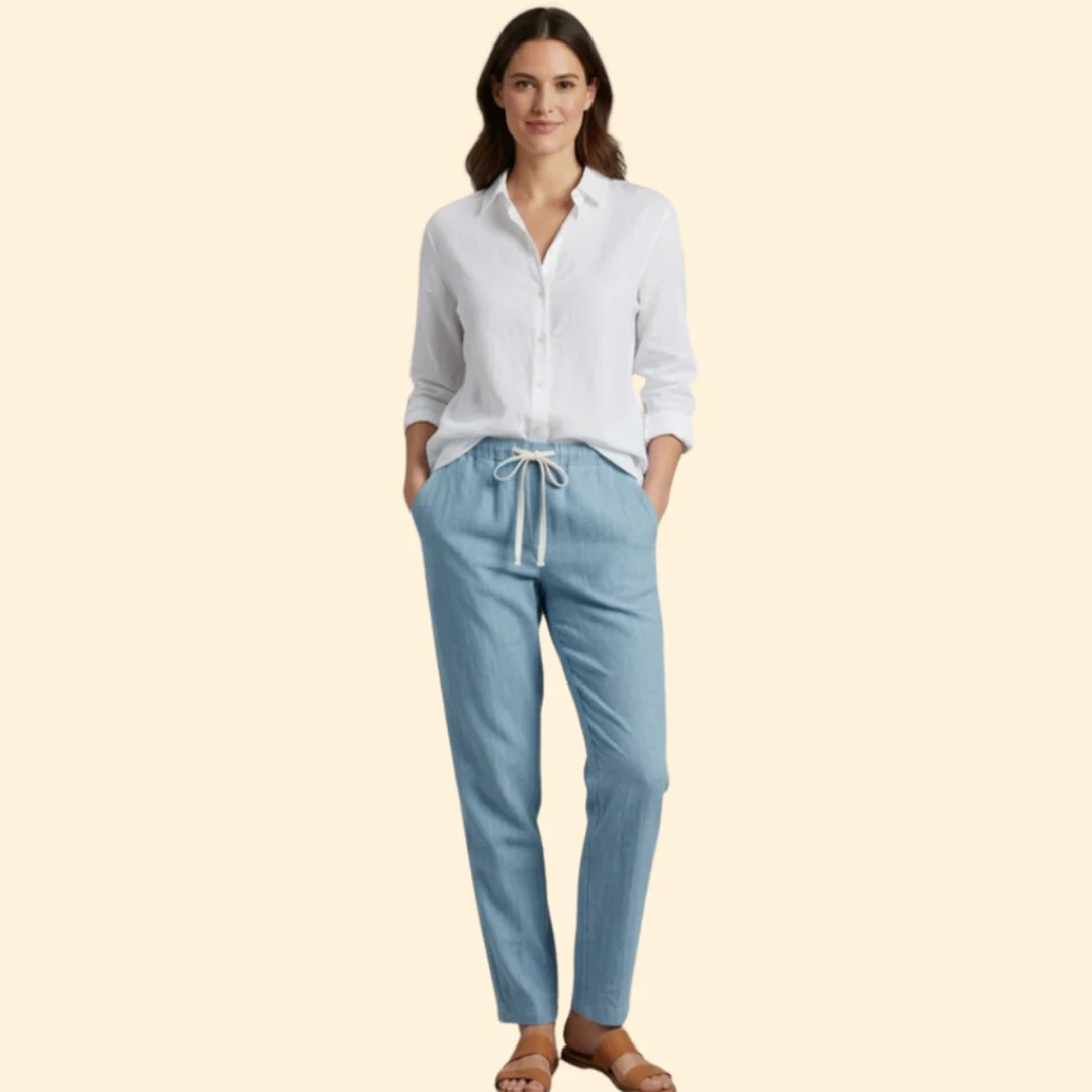 Women’s Easy Fit Trousers with Drawstring Waist - Image 2