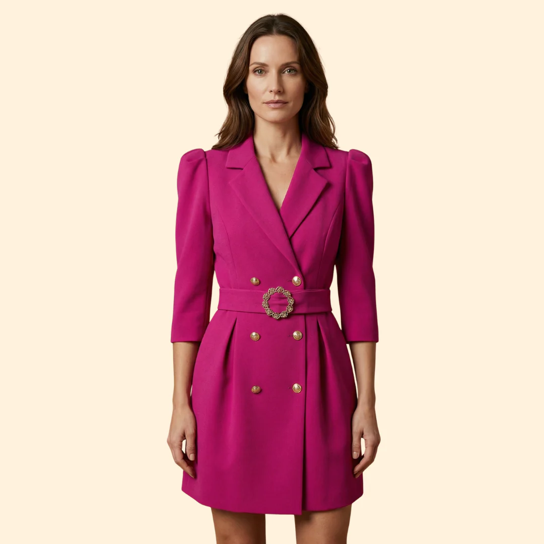 Women's Elegant Buttoned Blazer Dress - Image 2