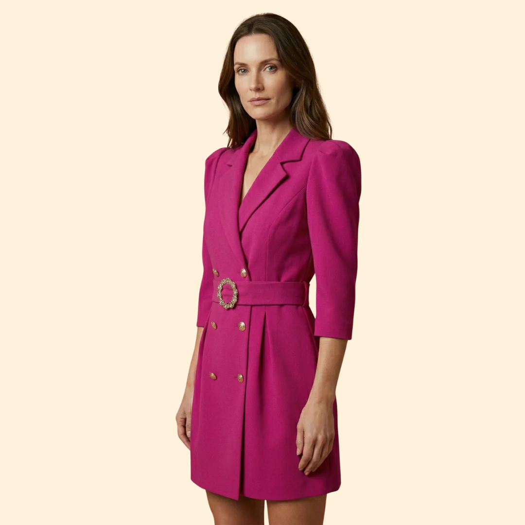 Women's Elegant Buttoned Blazer Dress - Image 3