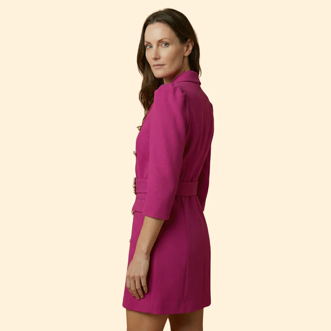 Women's Elegant Buttoned Blazer Dress - Image 5