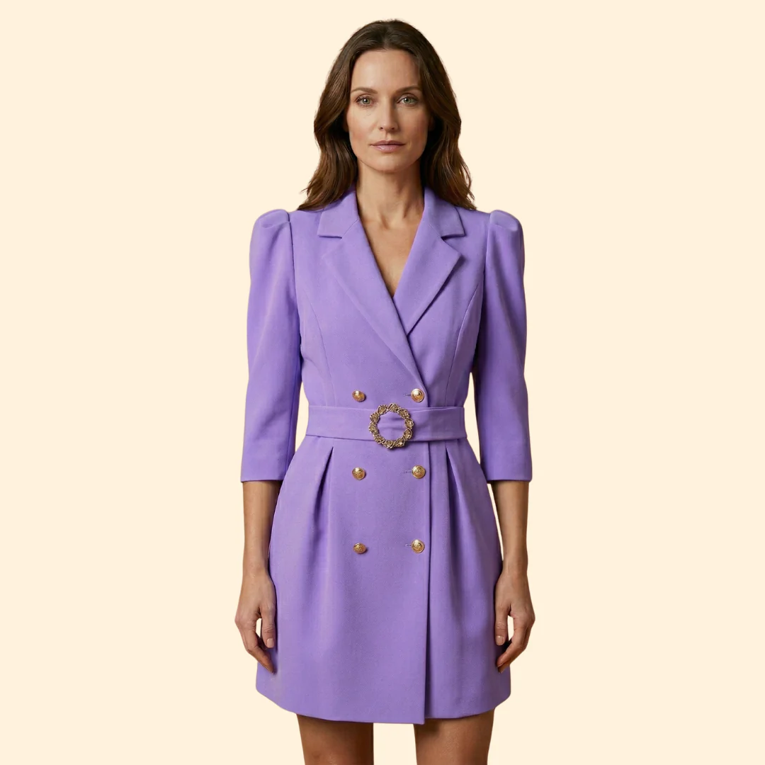 Women's Elegant Buttoned Blazer Dress - Image 9