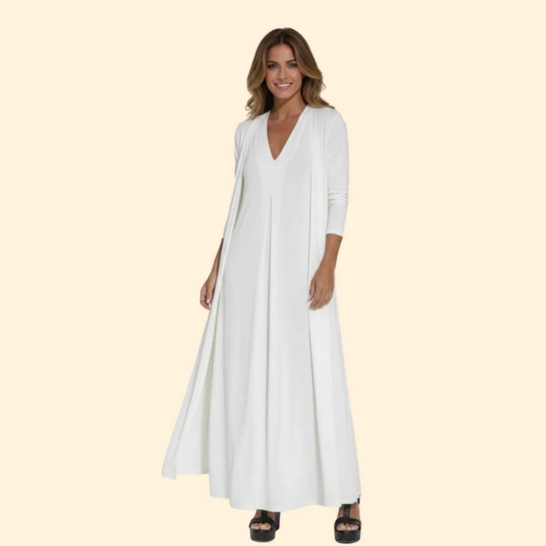 Women’s Elegant Dress and Vest Set with Pleated Design - Image 10