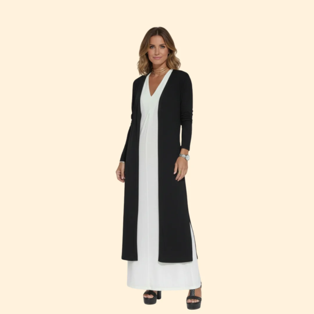 Women’s Elegant Dress and Vest Set with Pleated Design - Image 2