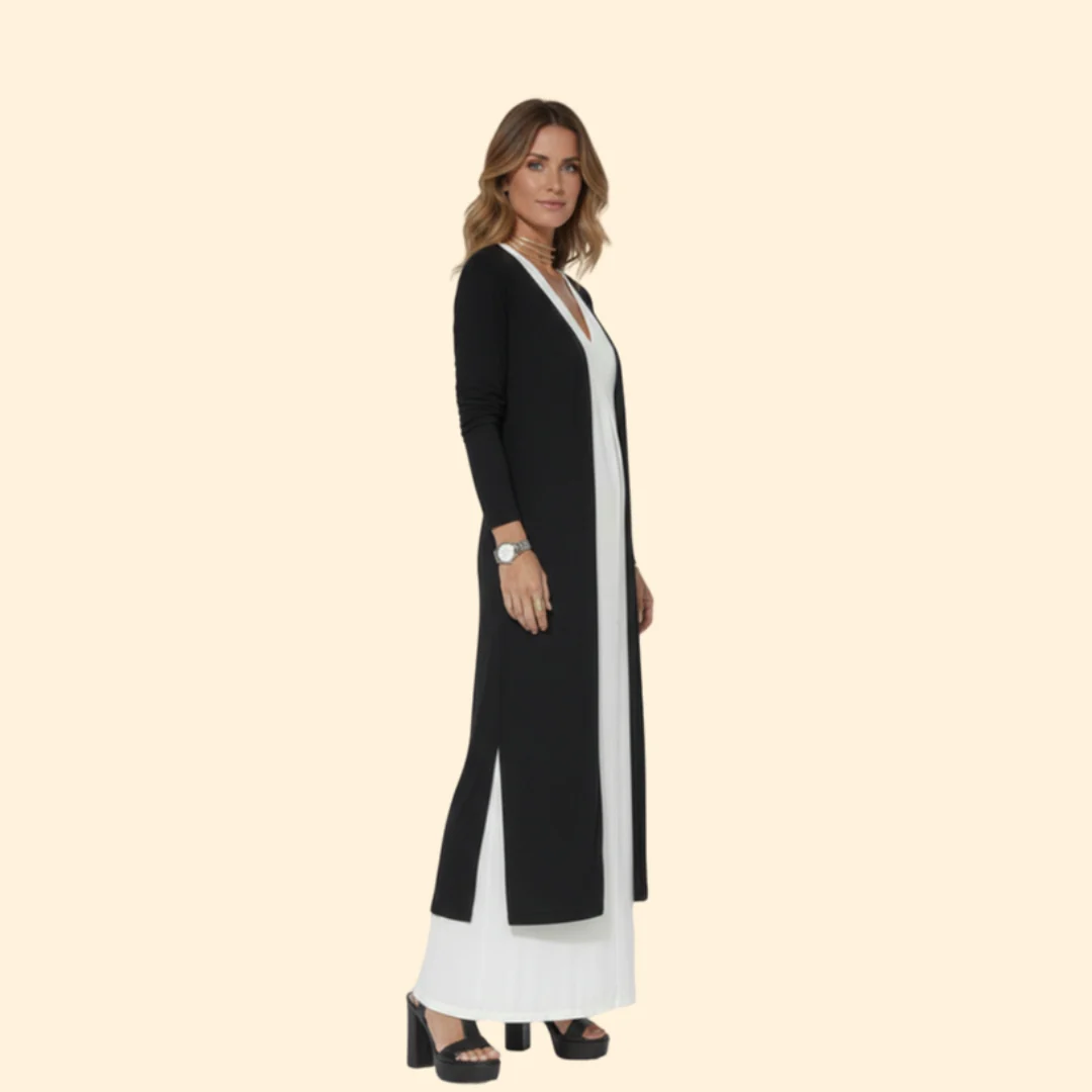 Women’s Elegant Dress and Vest Set with Pleated Design - Image 3